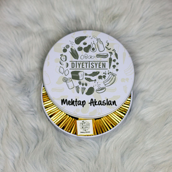 Diyetisyen Hediyesi Metal Kutuda Çikolata 100 Adet