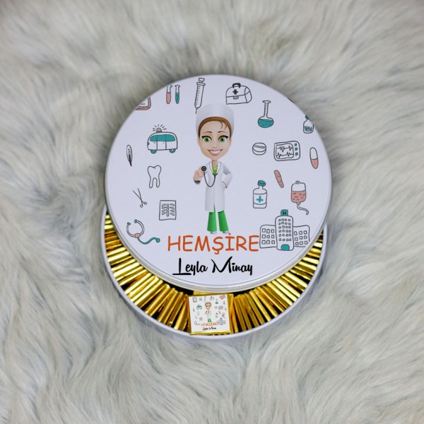 Hemşire Metal Kutuda Çikolata 100 Adet 005