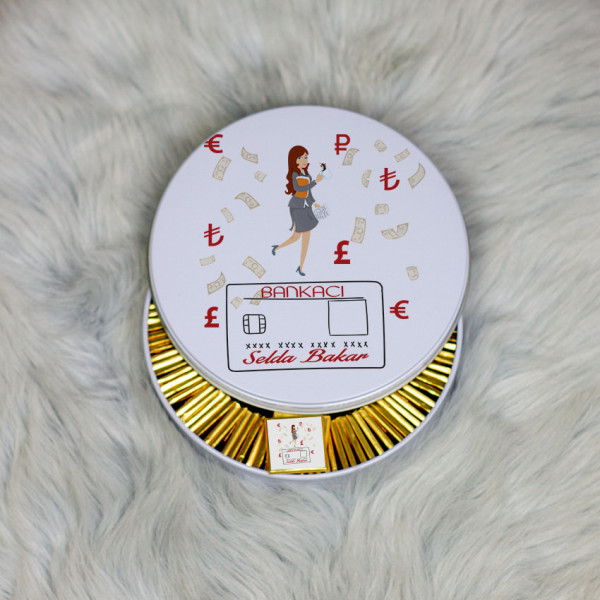 Bankacıya Hediye Metal Kutuda Çikolata 100 Adet