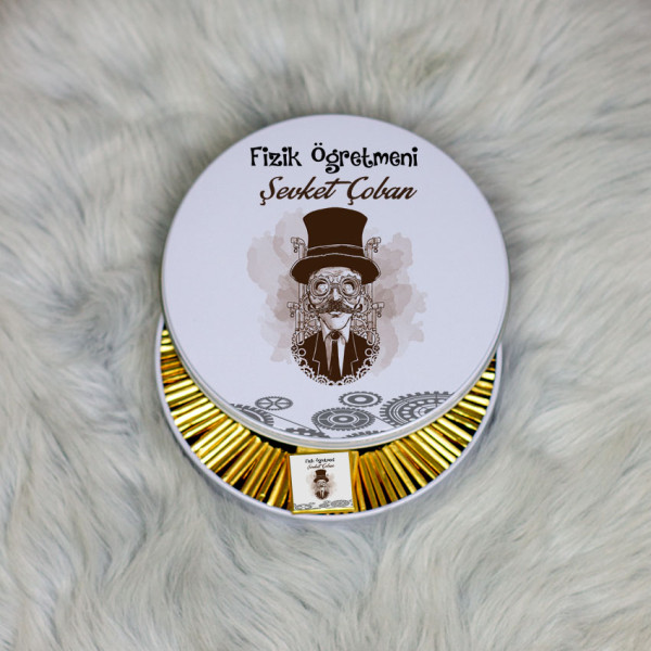 Fizik Öğretmeni Metal Kutuda Çikolata 100 Adet
