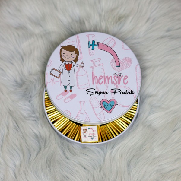 Hemşire Metal Kutuda Çikolata 100 Adet 004