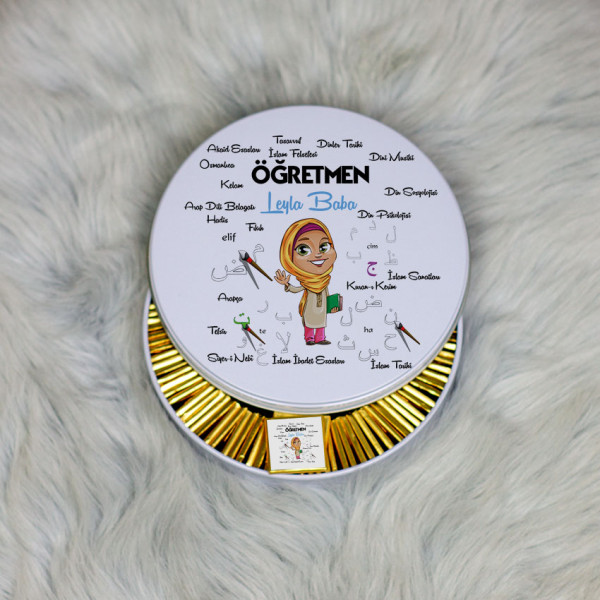 Öğretmen Metal Kutuda Çikolata 100 Adet