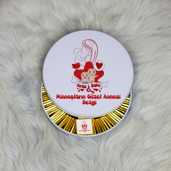 Bebek Anneye Hediye Metal Kutuda Çikolata 100 Adet