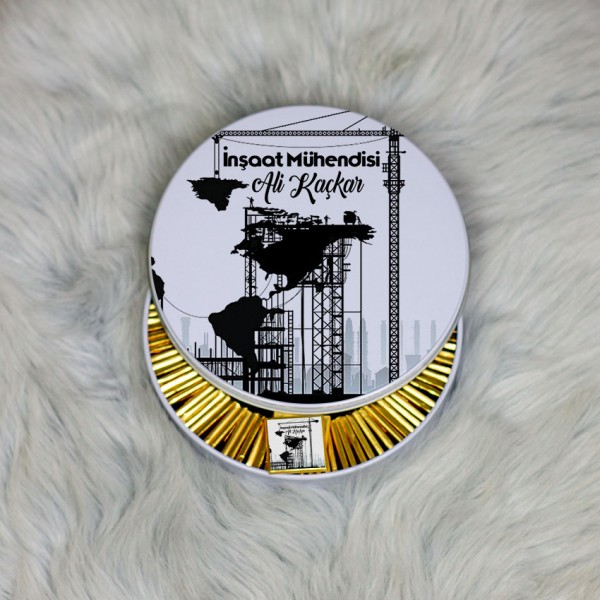 İnşaat Mühendisine Hediye Metal Kutuda Çikolata 100 Adet 001