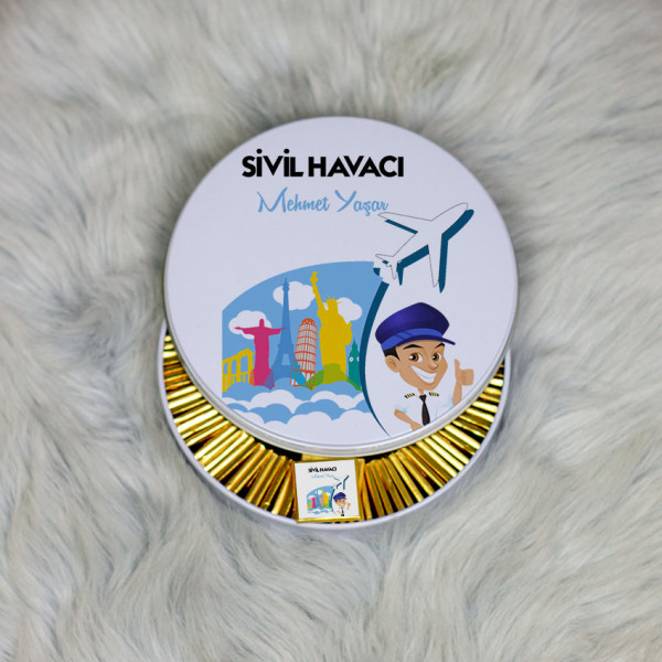 Sivil Havacı Metal Kutuda Çikolata 100 Adet