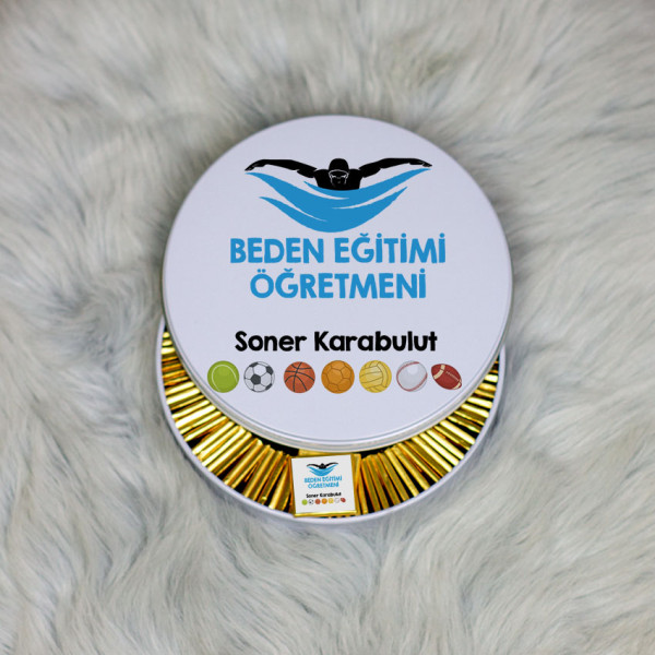 Beden Eğitimi Öğretmeni Metal Kutuda Çikolata 100 Adet 001