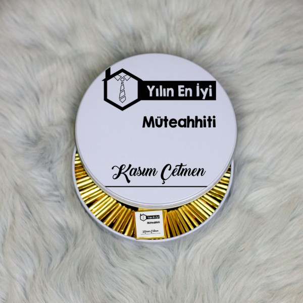 Yılın En İyi Müteahhiti Metal Kutuda Çikolata 100 Adet