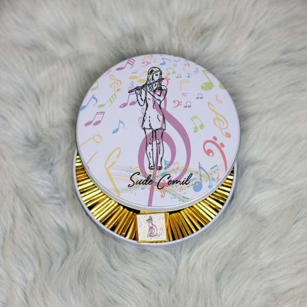 Müzik Öğretmeni Metal Kutuda Çikolata 100 Adet 001