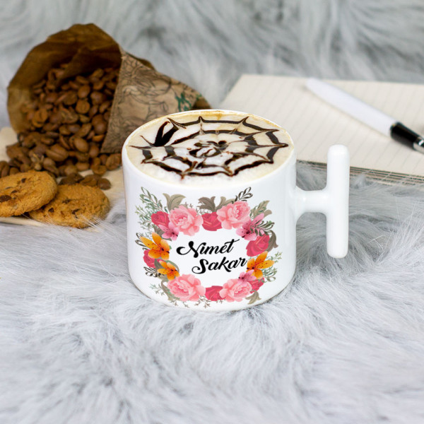 Çiçek Tasarımlı Latte Fincanı