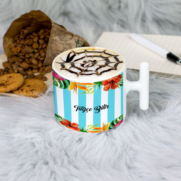 Çiçekli Latte Fincanı