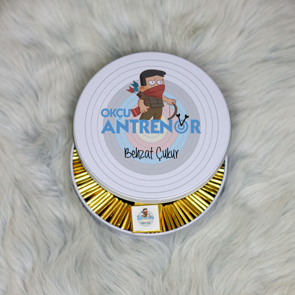 Okçu Antrenör Metal Kutuda Çikolata 100 Adet