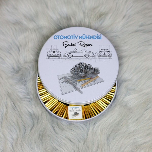 Otomotiv Mühendisi Metal Kutuda Çikolata 100 Adet
