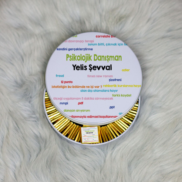 Psikolojik Danışman Metal Kutuda Çikolata 100 Adet 002