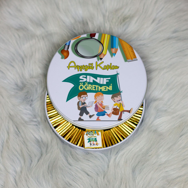 Sınıf Öğretmenine Hediye Metal Kutuda Çikolata 100 Adet 001