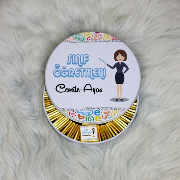 Sınıf Öğretmeni Metal Kutuda Çikolata 100 Adet 003