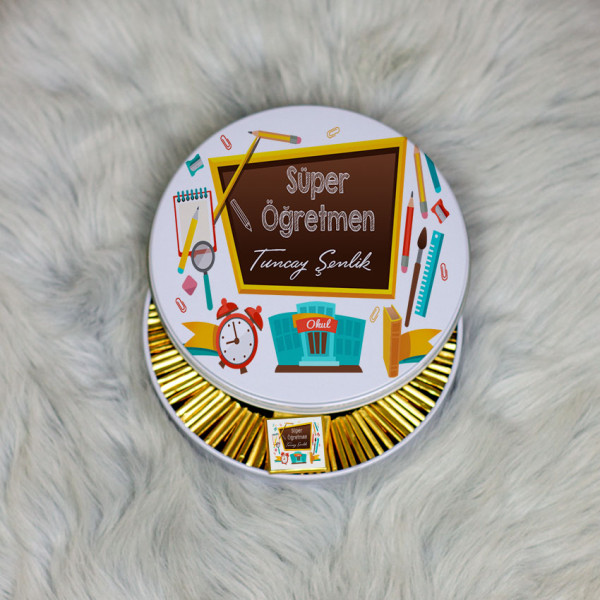 Süper Öğretmen Metal Kutuda Çikolata 100 Adet