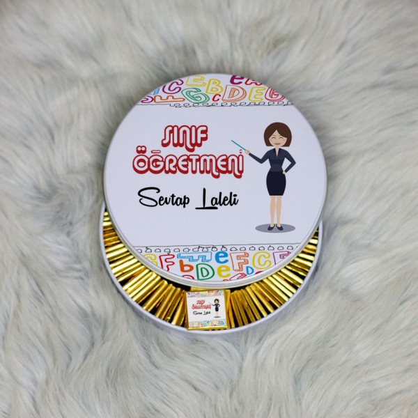 Sınıf Öğretmeni Metal Kutuda Çikolata 100 Adet 001