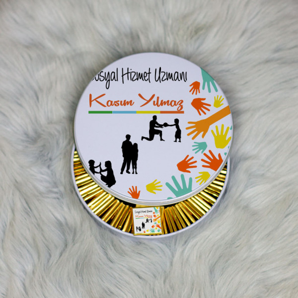 Sosyal Hizmet Uzmanı Metal Kutuda Çikolata 100 Adet