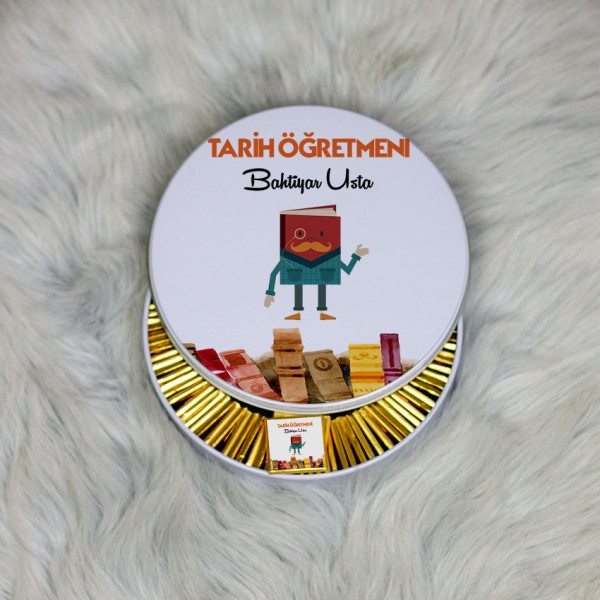 Tarih Öğretmeni Metal Kutuda Çikolata 100 Adet