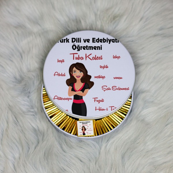 Türk Dili ve Edebiyatı Öğretmeni Metal Kutuda Çikolata 100 Adet