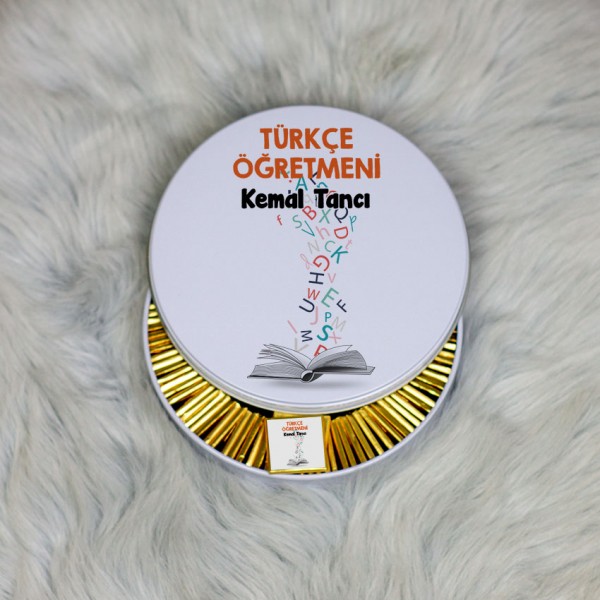 Türkçe Öğretmeni Metal Kutuda Çikolata 100 Adet 001