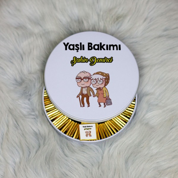 Yaşlı Bakımı Metal Kutuda Çikolata 100 Adet