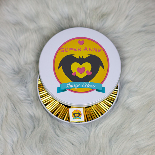 Süper Anneye Hediye Metal Kutuda Çikolata 100 Adet