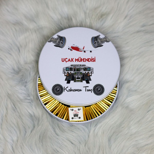 Uçak Mühendisi Metal Kutuda Çikolata 100 Adet