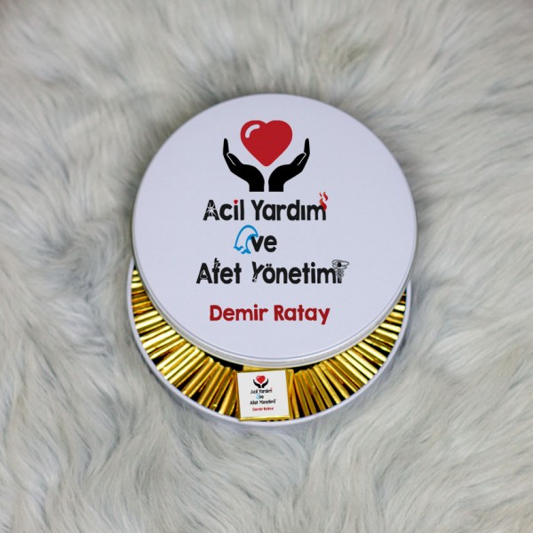 Acil Yardım ve Afet Yönetimi Metal Kutuda Çikolata 100 Adet
