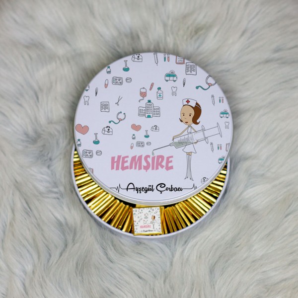 Hemşire Metal Kutuda Çikolata 100 Adet 003