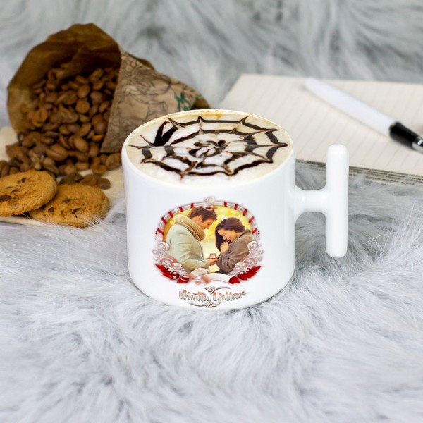 Yeni Yıl Hediyesi Fotoğraflı Latte Fincanı