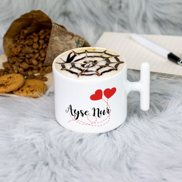Kalpli İsme Özel Latte Fincanı