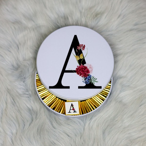 A Harfi Metal Kutuda Çikolata 100 Adet