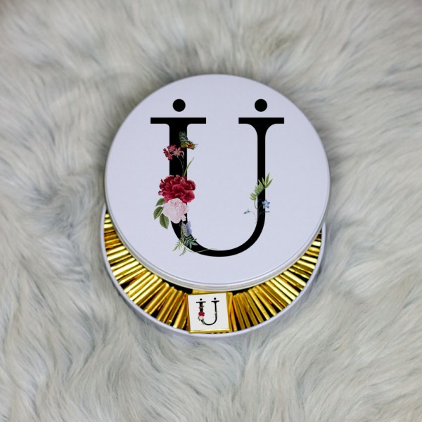 Ü Harfi Metal Kutuda Çikolata 100 Adet