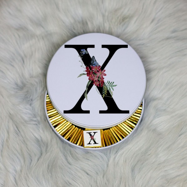 X Harfi Metal Kutuda Çikolata 100 Adet