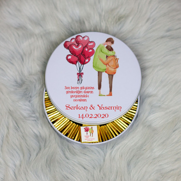 Sevgiliye Hediye Metal Kutuda Çikolata 100 Adet 001