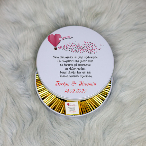 Sevgiliye Hediye Metal Kutuda Çikolata 100 Adet 006