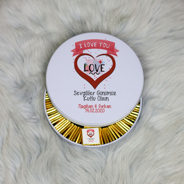 Sevgiliye Hediye Metal Kutuda Çikolata 100 Adet 007