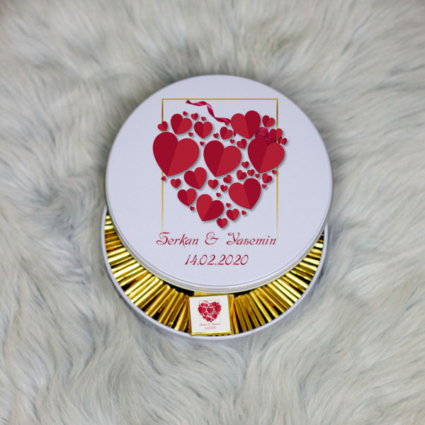 Sevgiliye Hediye Metal Kutuda Çikolata 100 Adet 009