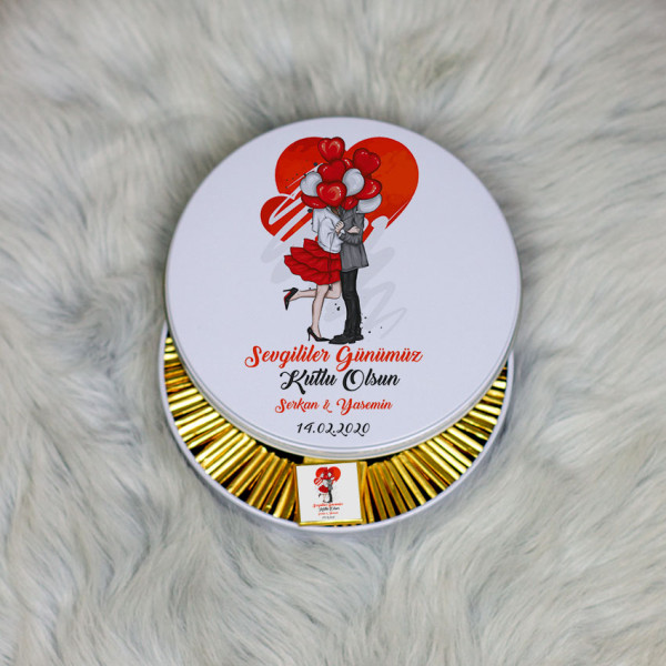 Sevgiliye Hediye Metal Kutuda Çikolata 100 Adet 010