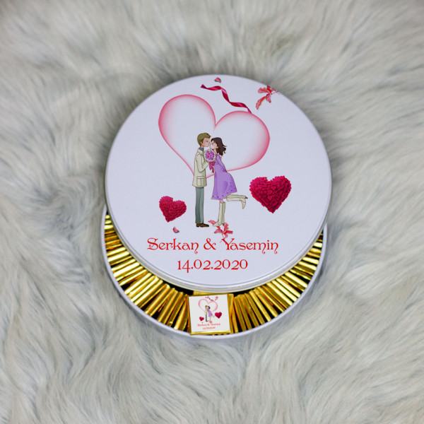 Sevgiliye Hediye Metal Kutuda Çikolata 100 Adet 011