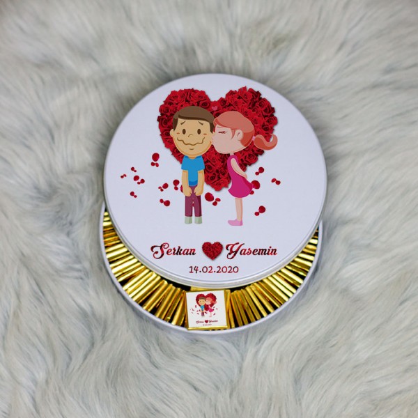 Sevgiliye En Güzel Hediye Metal Kutuda Çikolata 100 Adet 012