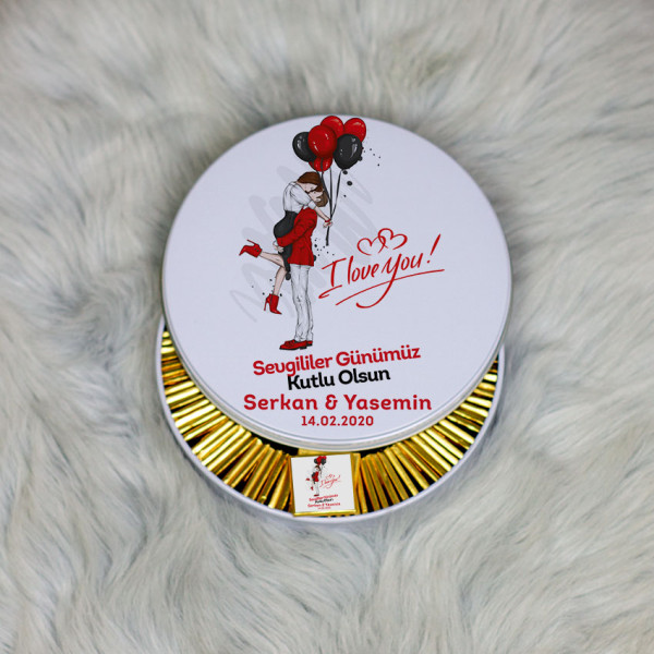 Sevgiliye Hediye Metal Kutuda Çikolata 100 Adet 012