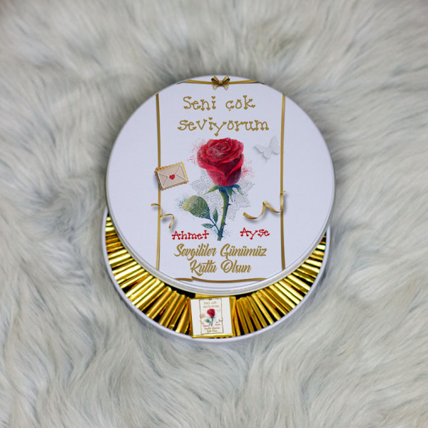 Sevgiliye Hediye Metal Kutuda Çikolata 100 Adet 015