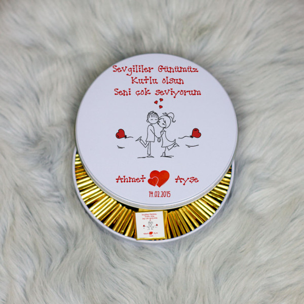 Sevgiliye Hediye Metal Kutuda Çikolata 100 Adet 016