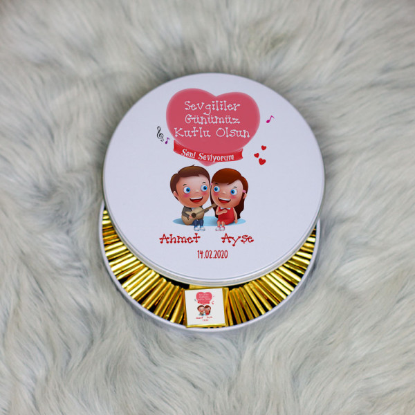 Sevgiliye Hediye Metal Kutuda Çikolata 100 Adet 017