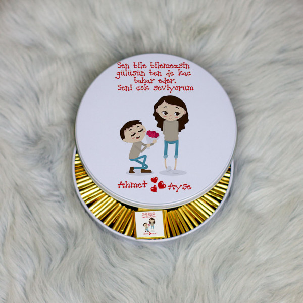 Sevgiliye Hediye Metal Kutuda Çikolata 100 Adet 018