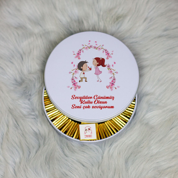 Sevgiliye Hediye Metal Kutuda Çikolata 100 Adet 019