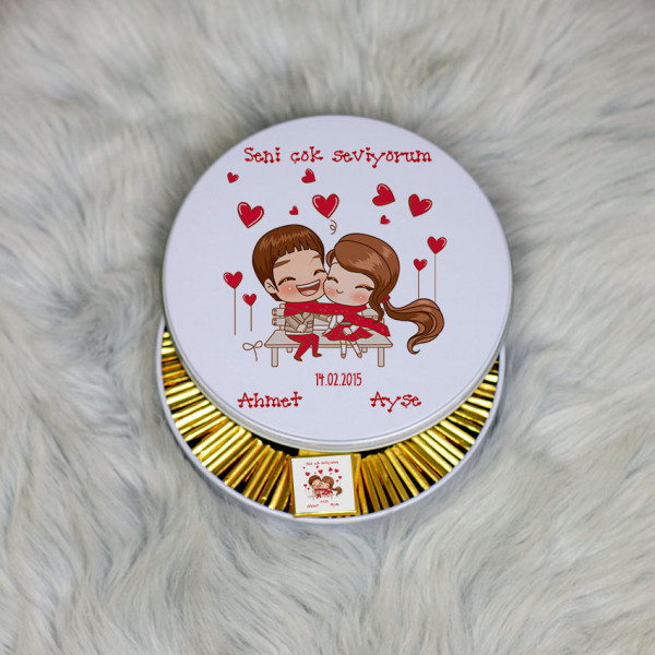 Sevgiliye Hediye Metal Kutuda Çikolata 100 Adet 021