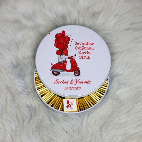 Sevgiliye Hediye Metal Kutuda Çikolata 100 Adet 023